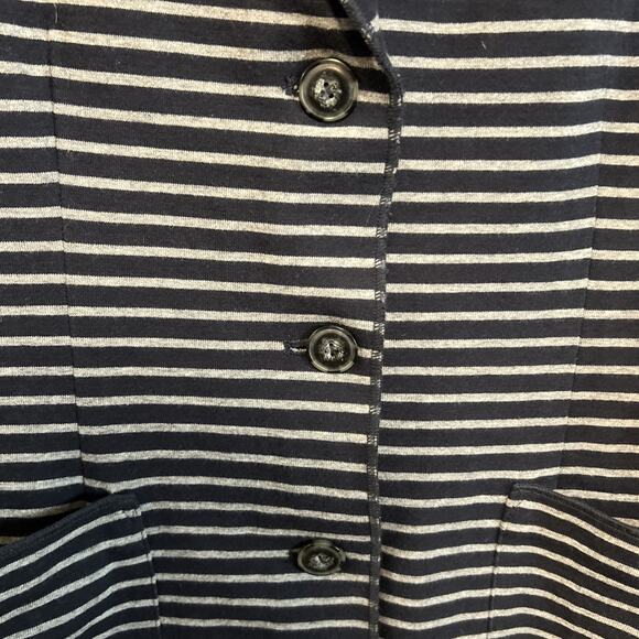 J. Jill Striped Jersey Knit Blazer Medium Jacket Navy Blue Gray Coastal Chic - Picture 3 of 7